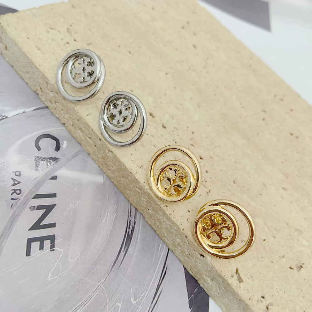 Tory Burch Letter Stud Earrings Hollow